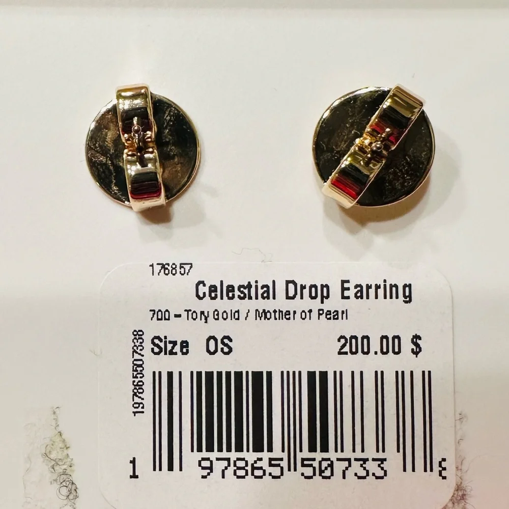 NWT Tory Burch Celestial Heart Shape Mother Of Pearl Drop Earring - Picture 4 of 8